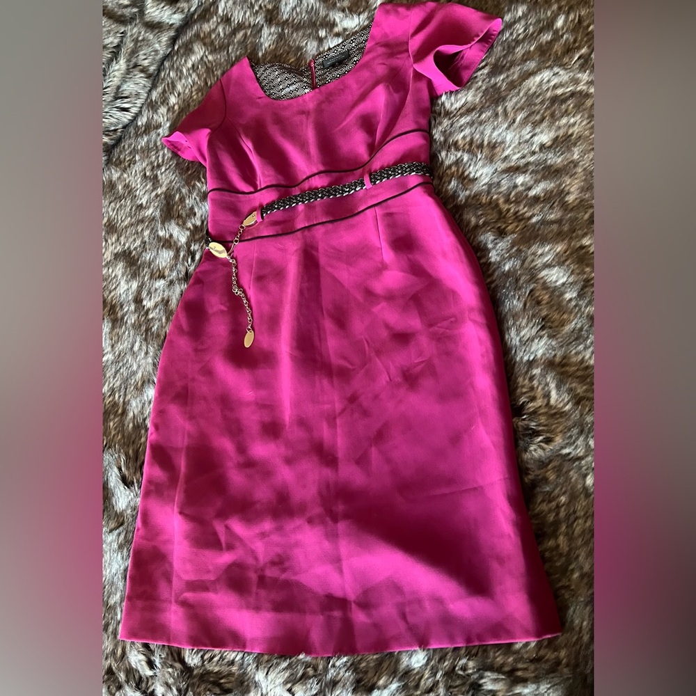 Tahari Pink Dress with Black Accents